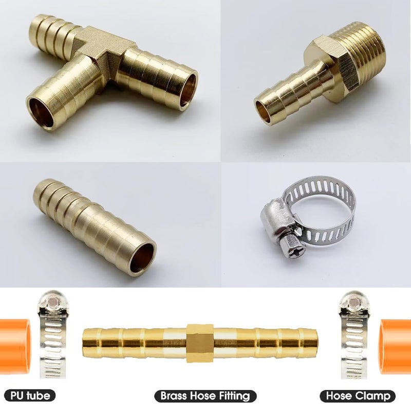 Rolfutool 82 pcs Brass Hose Barb Fittings Assortment Kits 1/8" 3/16" 1/4" 5/16" 3/8" 1/2" Barb Splicer & Barb To Male Coupler & Tee - Image 4